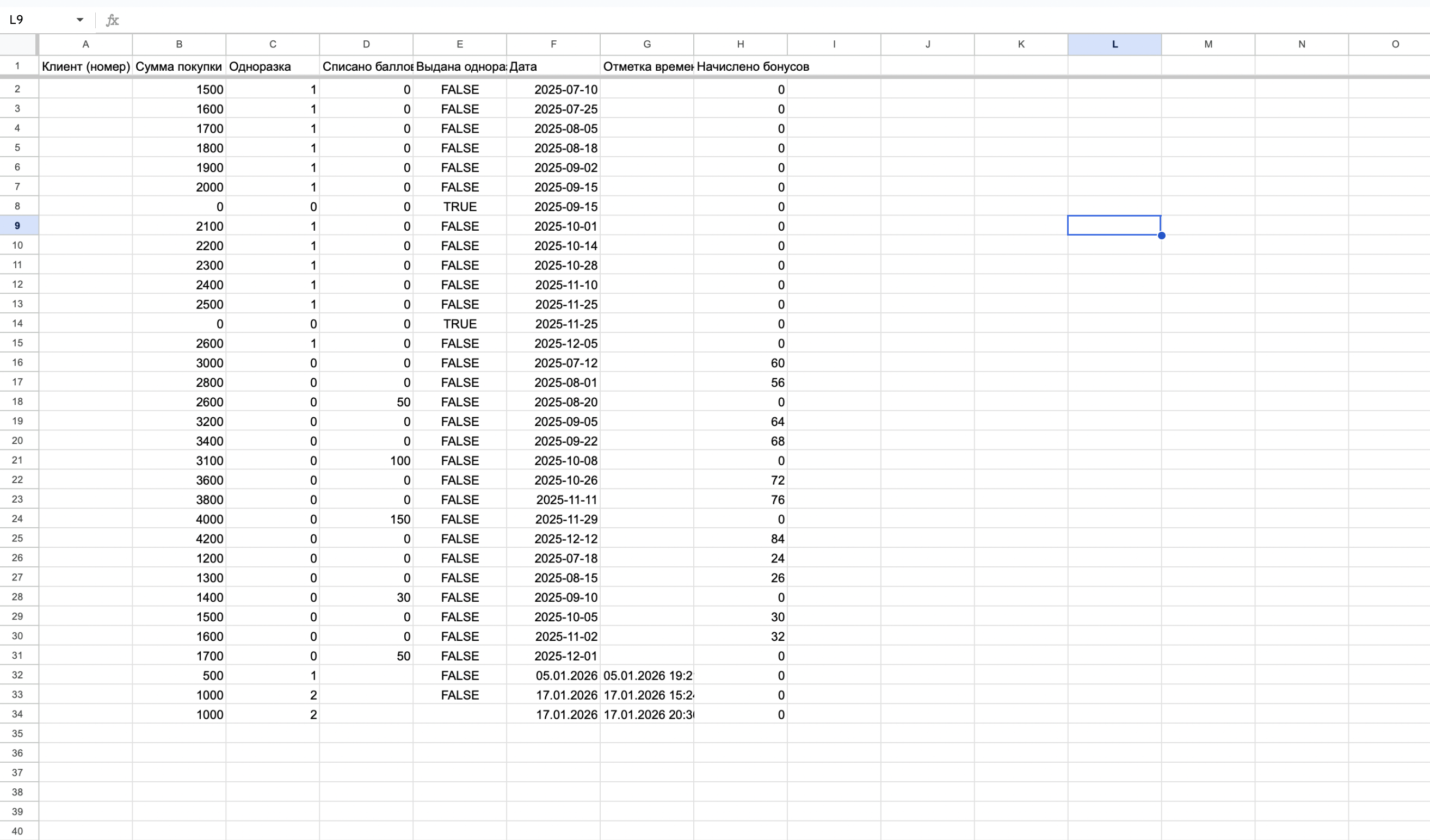 Лог истории операций